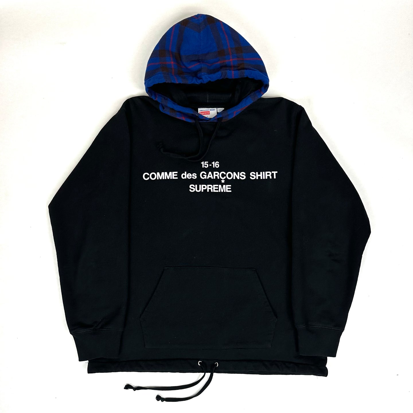 2015 supreme // comme des garçons plaid hoodie