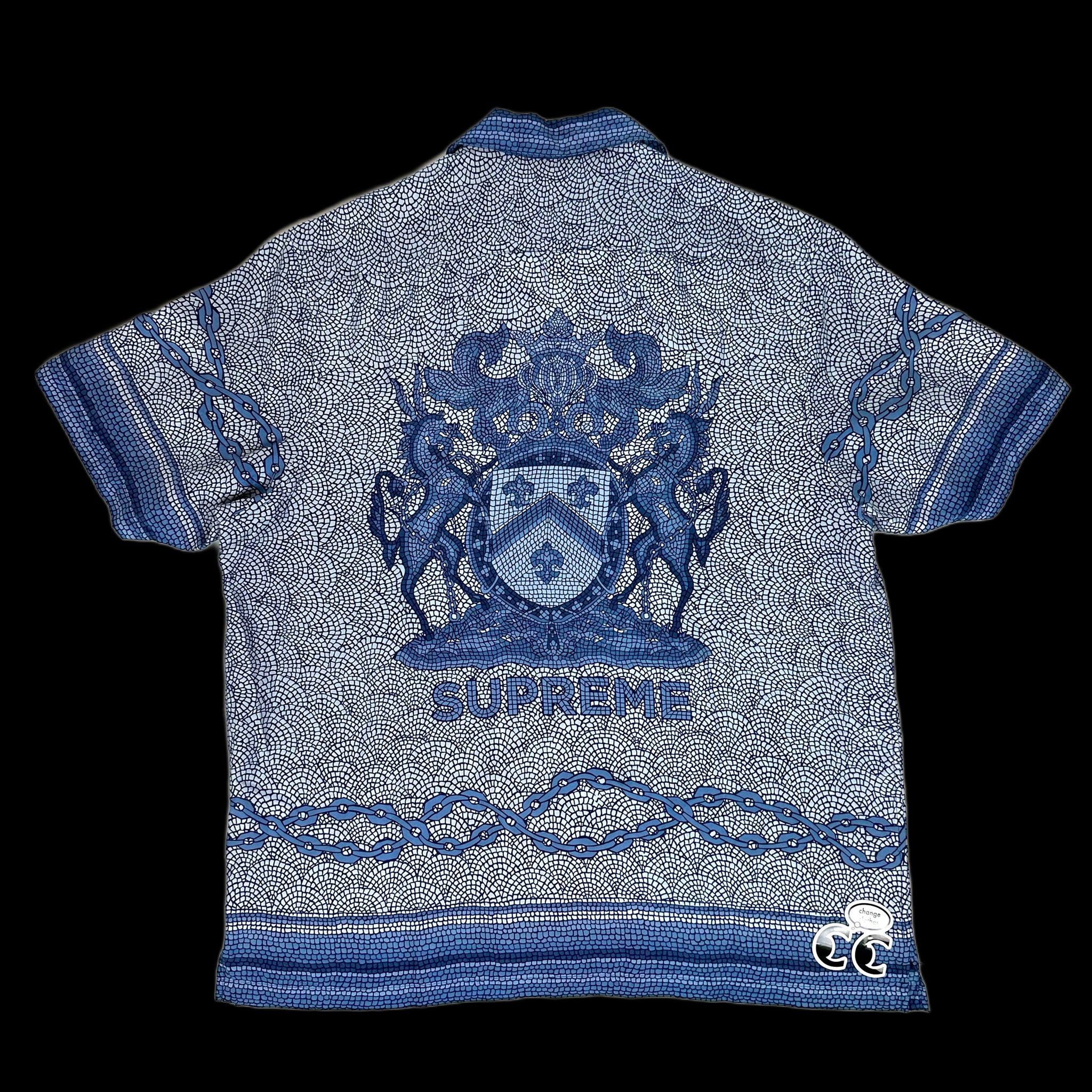 2020 supreme mosaic silk shirt blue – change clothes