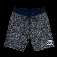 Load image into Gallery viewer, 2011 supreme paisley sweatshorts navy
