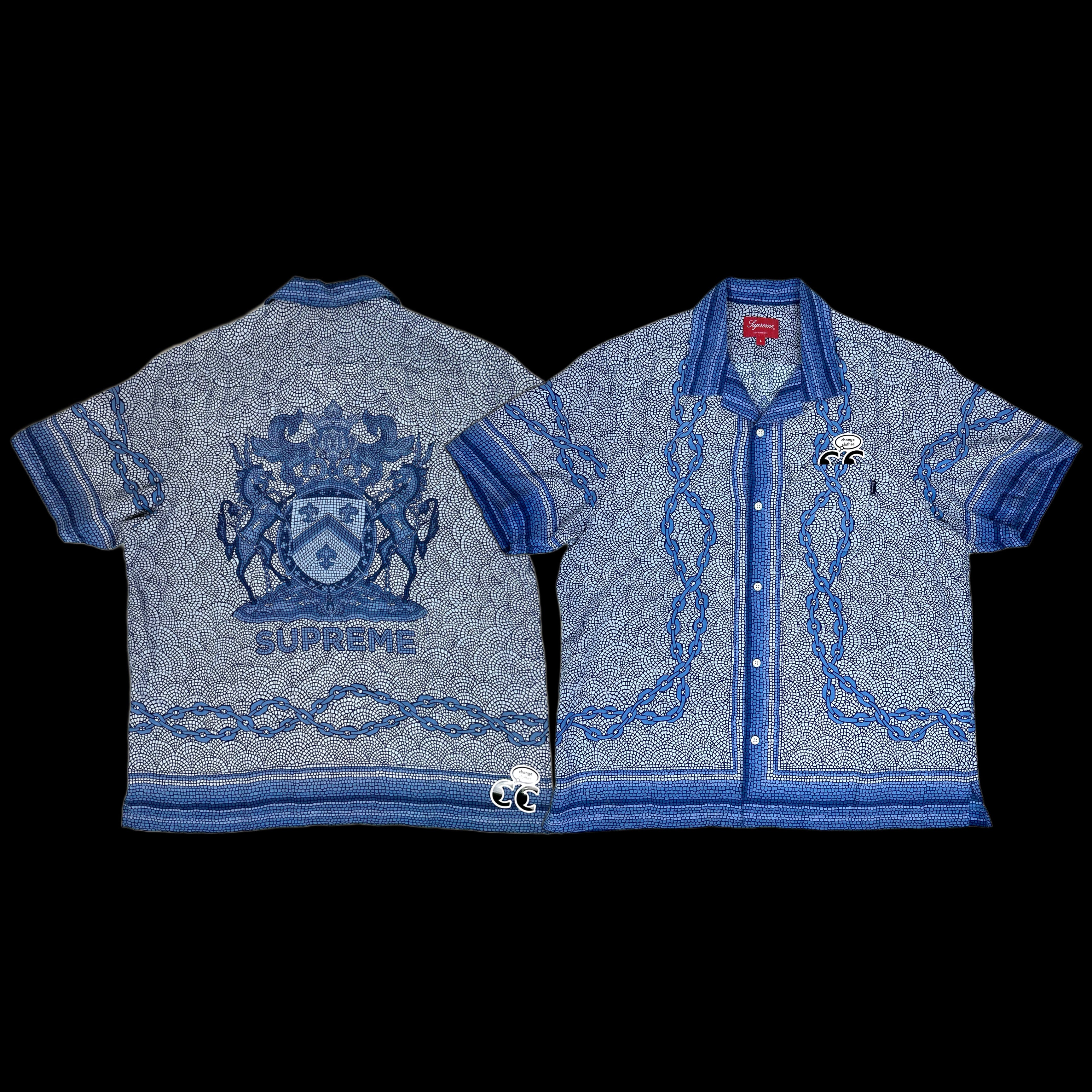 2020 supreme mosaic silk shirt blue – change clothes