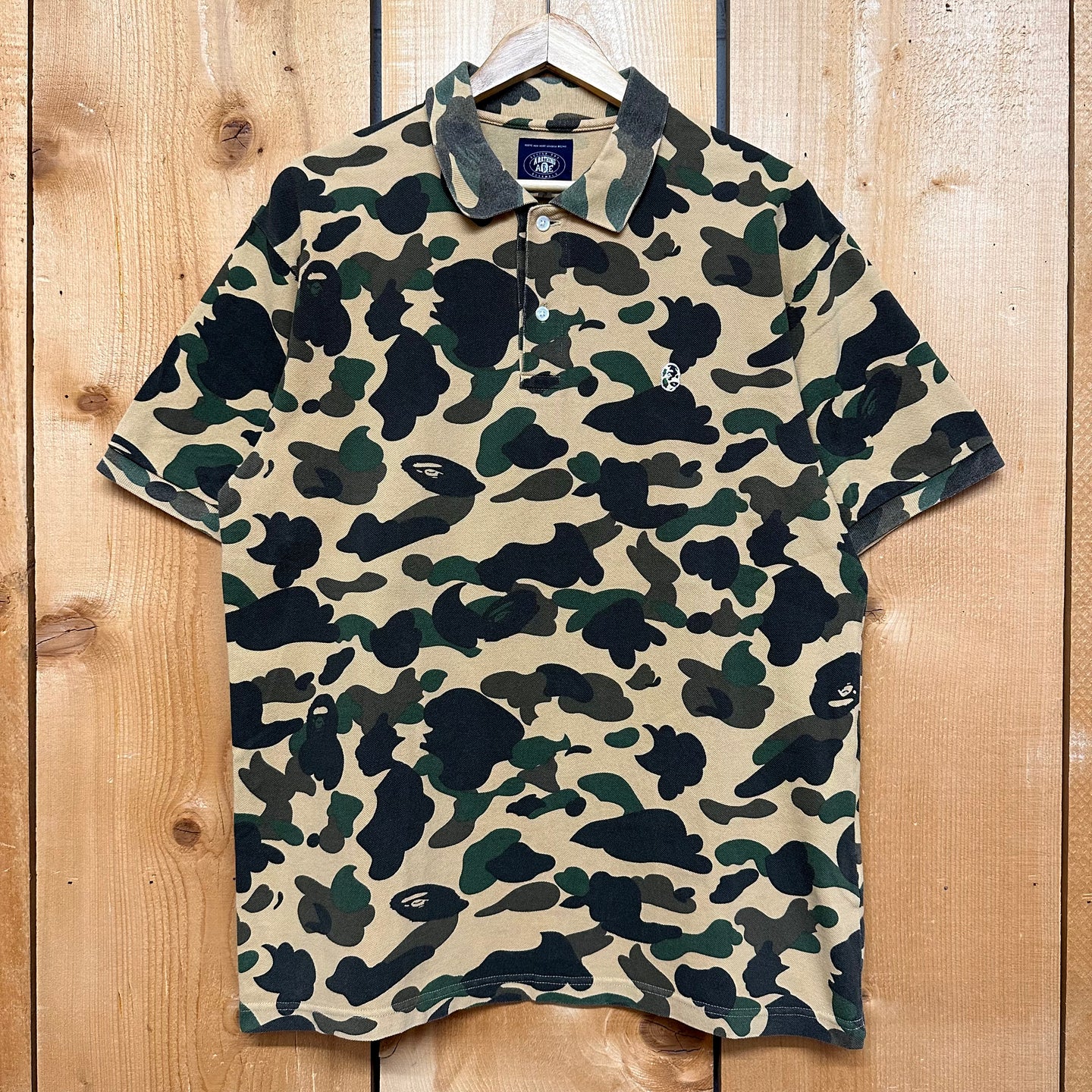 2011 bape camo apehead polo