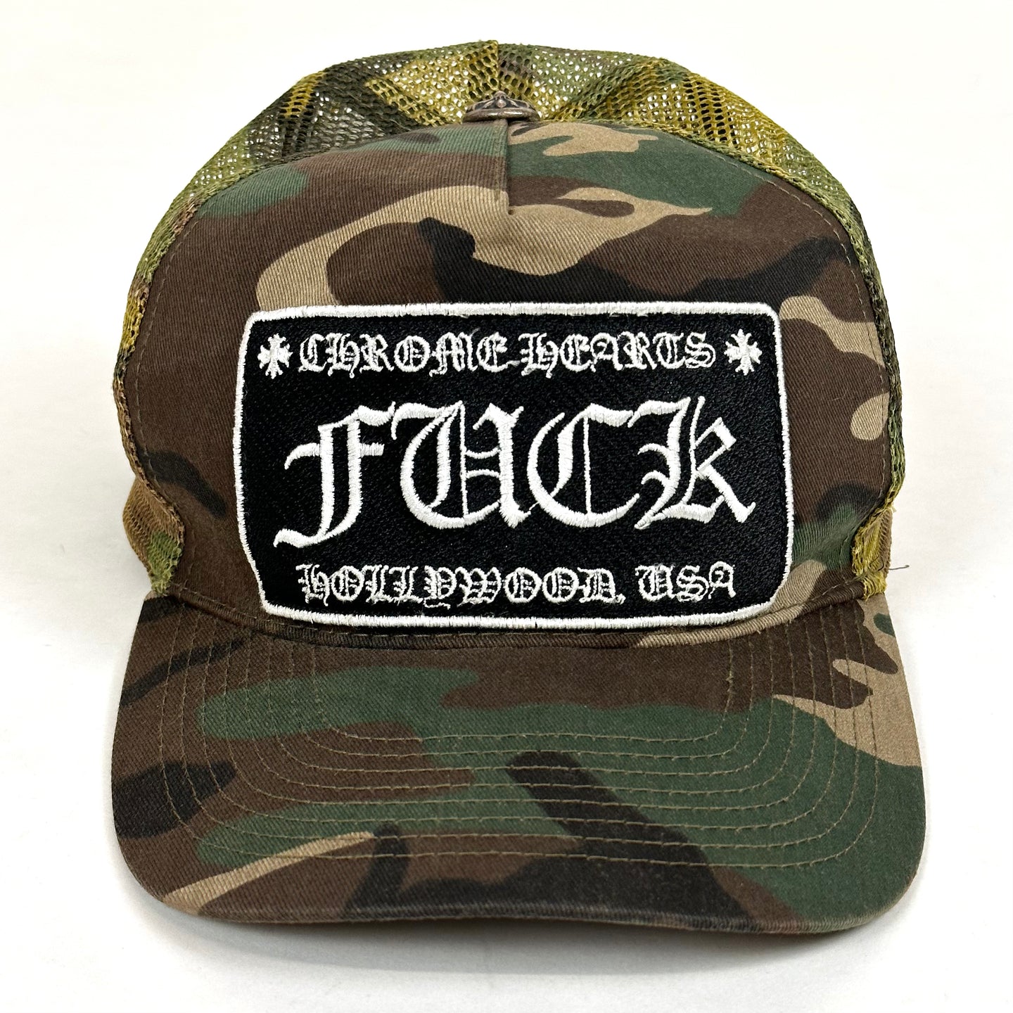 90s chrome hearts camo fuck trucker