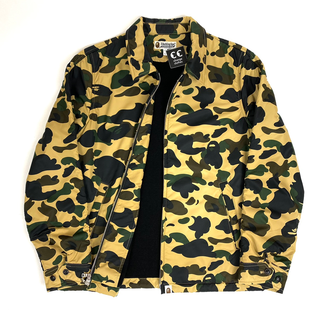 bape 1st camo yellow coaches jacket sweater lined