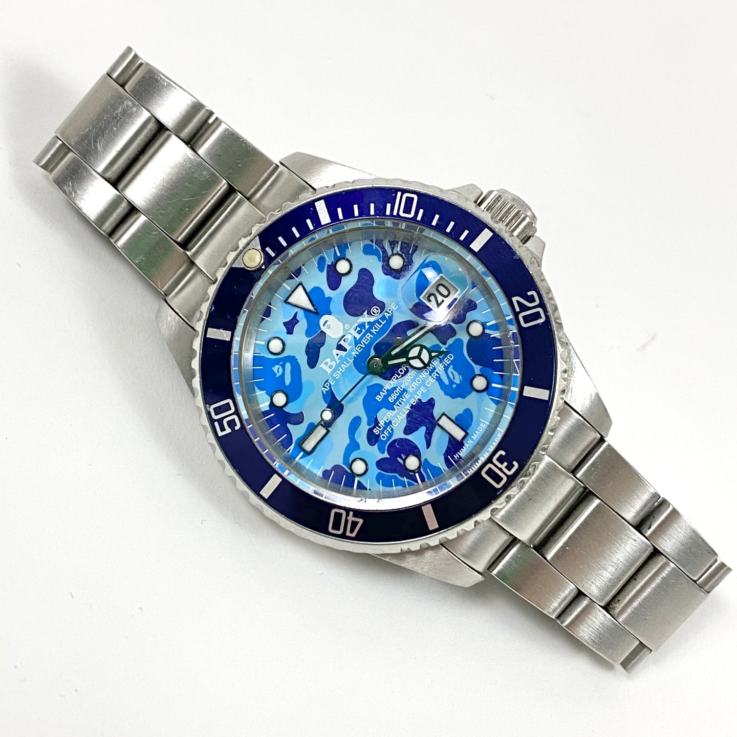 og bape bapex type-1 watch blue face blue camo