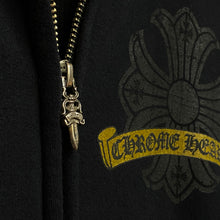 Load image into Gallery viewer, 2009 chrome hearts dagger zip up hoodie gold logos
