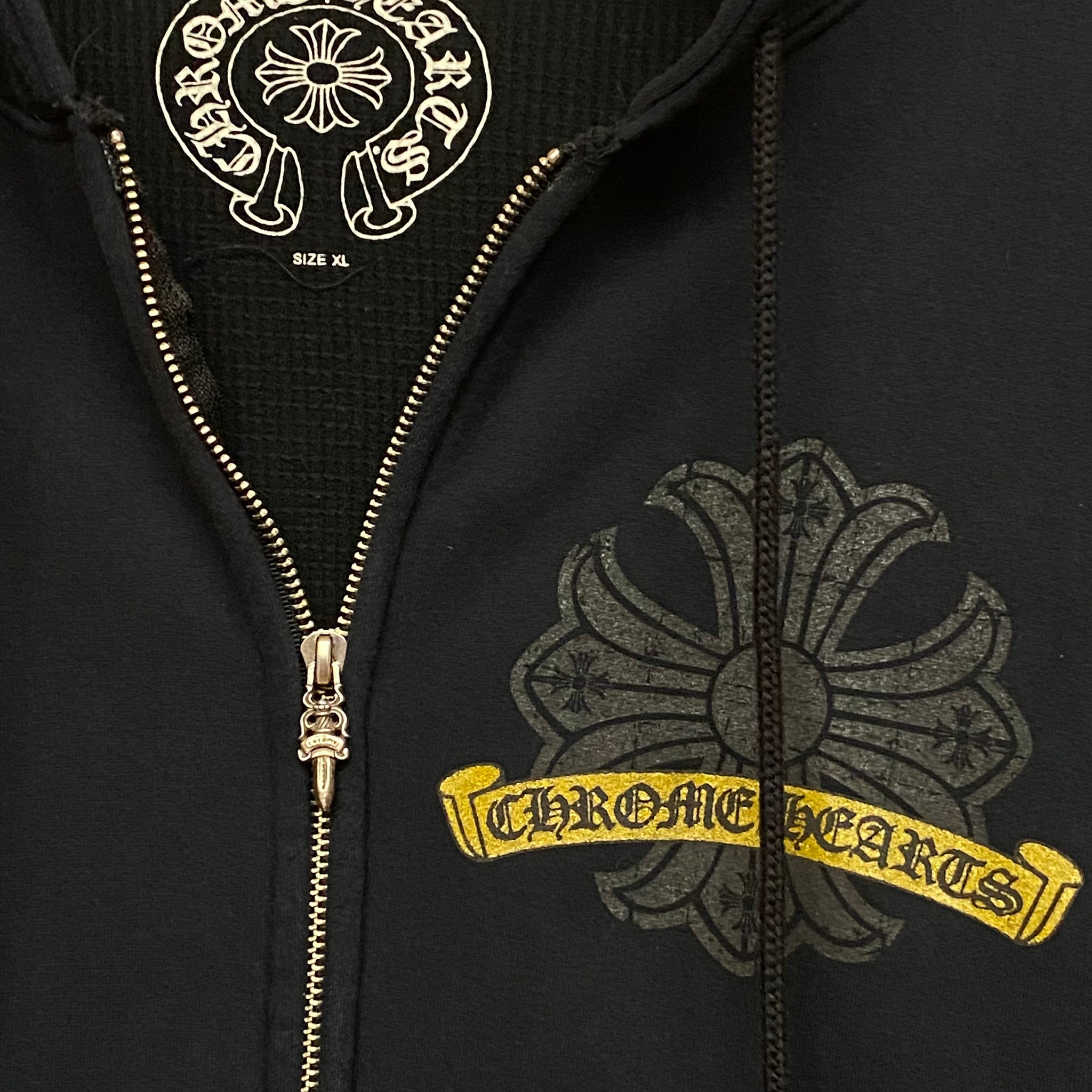 2009 chrome hearts dagger zip up hoodie gold logos – change clothes