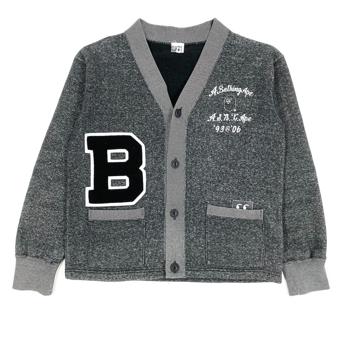 2006 BAPE SWEAT CARDIGAN HEATHER CHARCOAL