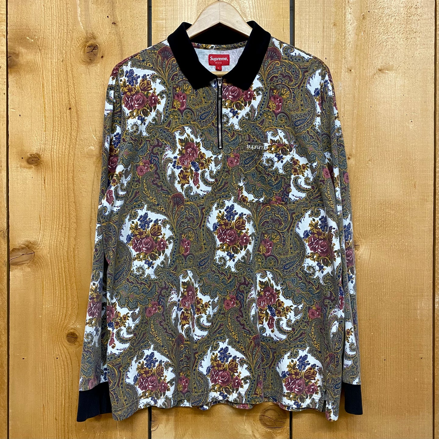 2017 supreme paisley zip polo l/s