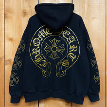 Load image into Gallery viewer, 2009 chrome hearts dagger zip up hoodie gold logos
