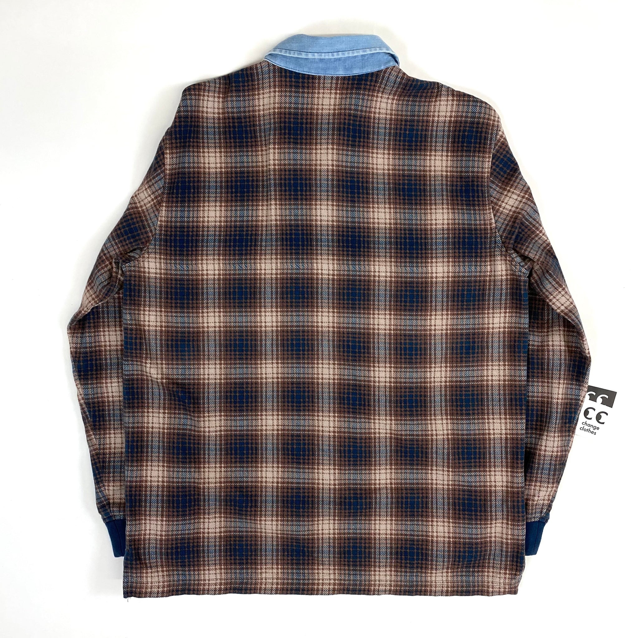 Supreme Shadow Plaid Rugby Top Denim Collar 2014 – change clothes