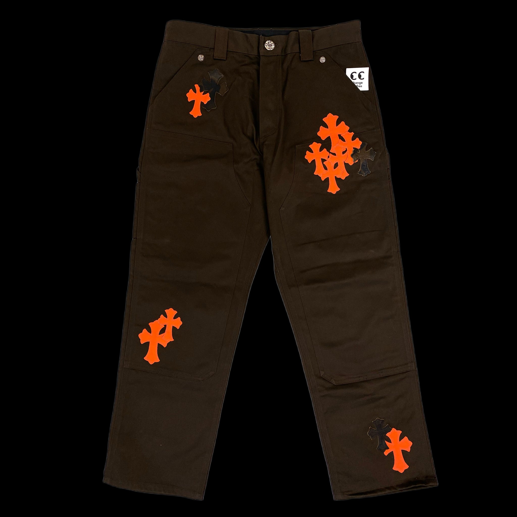 Chrome Hearts Cross Patch Carpenter Pants 'Brown/Orange' Available In-store