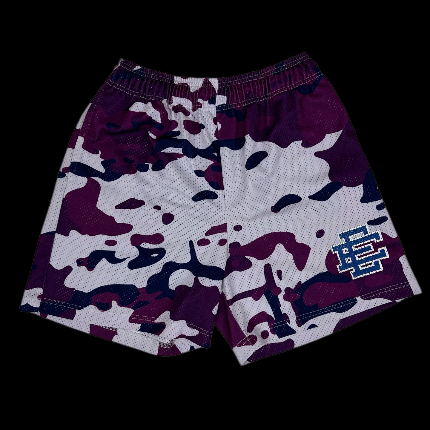 eric emanuel purple camo mesh shorts – change clothes