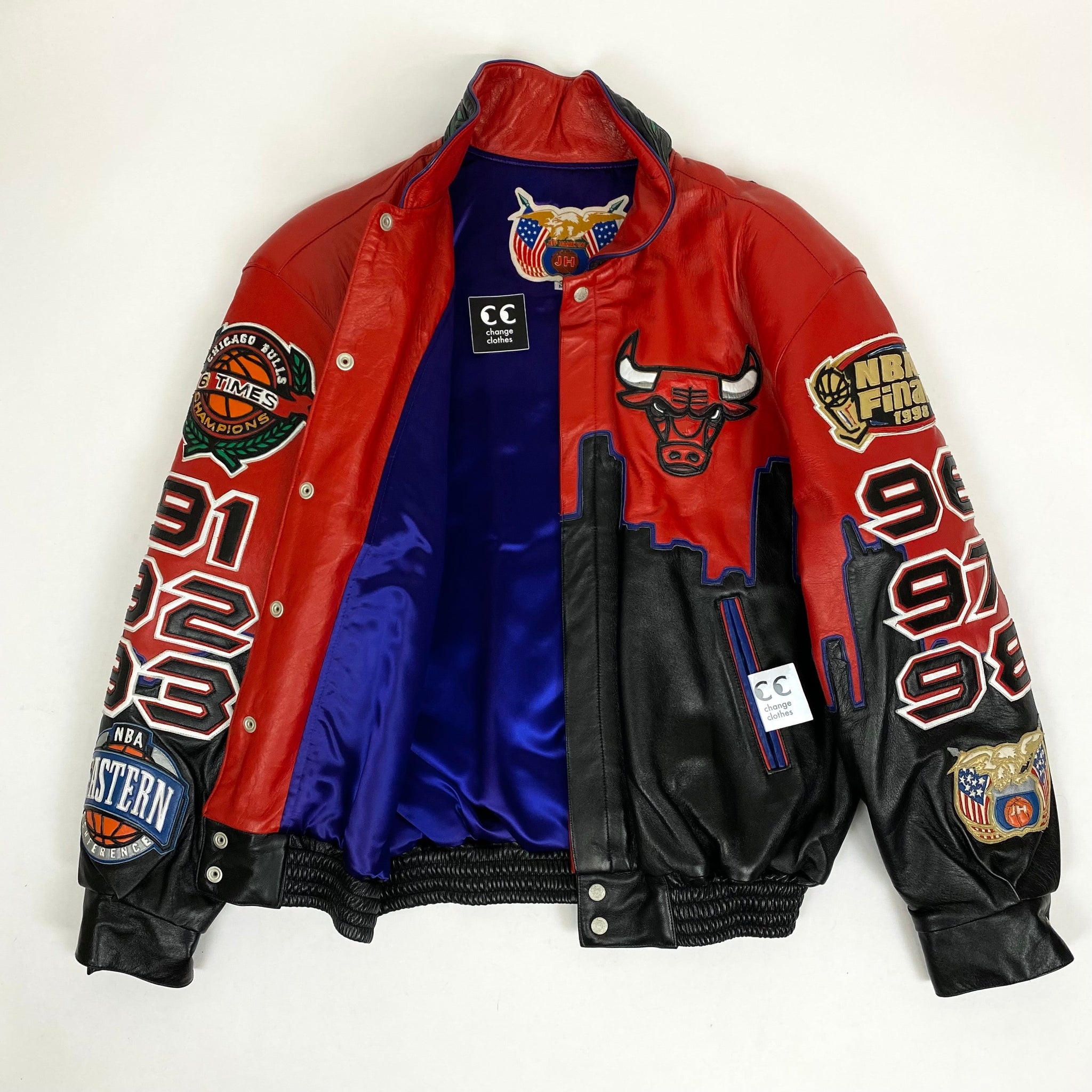 jeff hamilton chicago bulls repeat 3peat lambskin leather jacket 