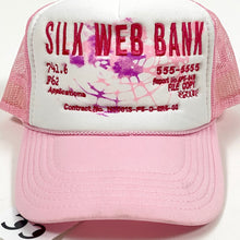 Load image into Gallery viewer, Spider Worldwide Silk Web Bank Trucker Cap Pink White Hat
