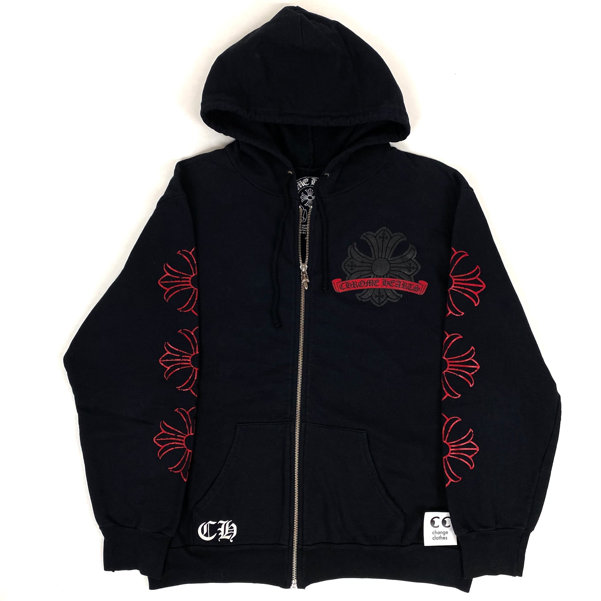 【美品】Chrome Hearts DGR ZIP GROVE Chrome Hearts Dagger Zip Up Hoodie in Black/Pink