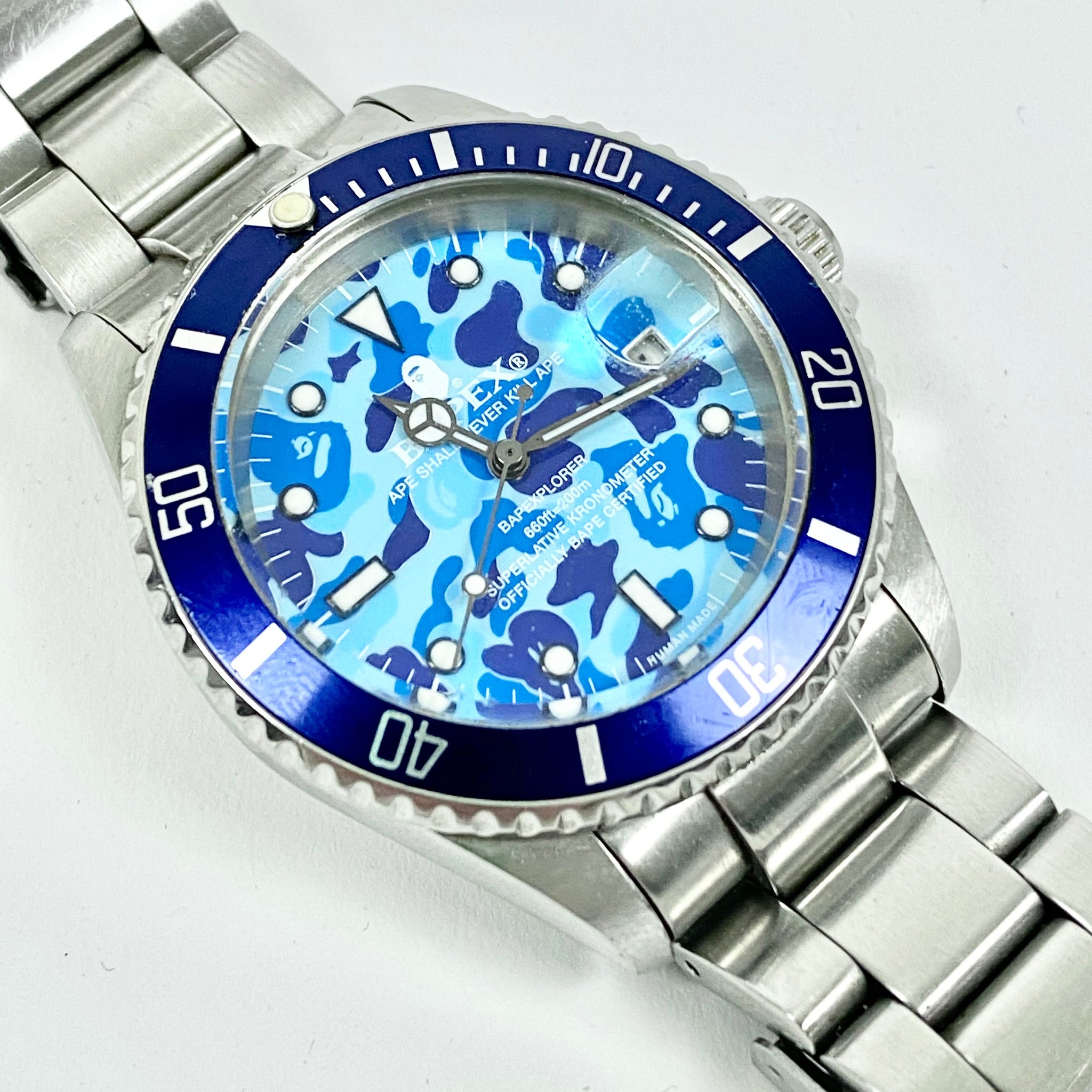 og bape bapex type-1 watch blue face blue camo – change clothes