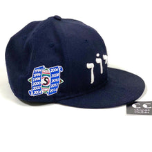 Load image into Gallery viewer, Supreme Hebrew New Era Fitted Cap Hat 7 1/2 Navy
