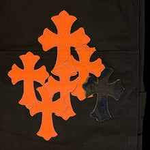 Load image into Gallery viewer, chrome hearts orange camo cross patch carpenter pants brown
