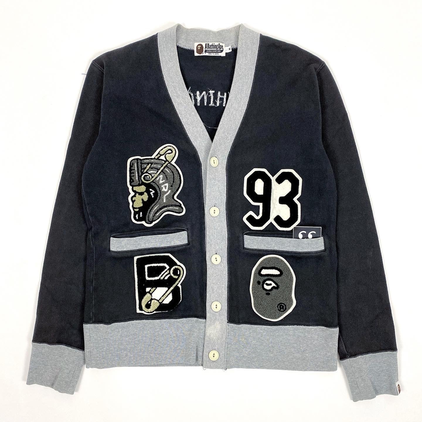 BAPE LETTERMAN CARDIGAN CHENILLE VARSITY SWEATSHIRT PATCHES