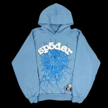 Load image into Gallery viewer, 2023 spider worldwide rhinestone hoodie blue
