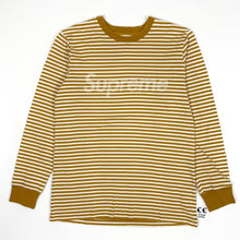 Load image into Gallery viewer, Supreme Striped L/S Logo Top 2015 Mustard
