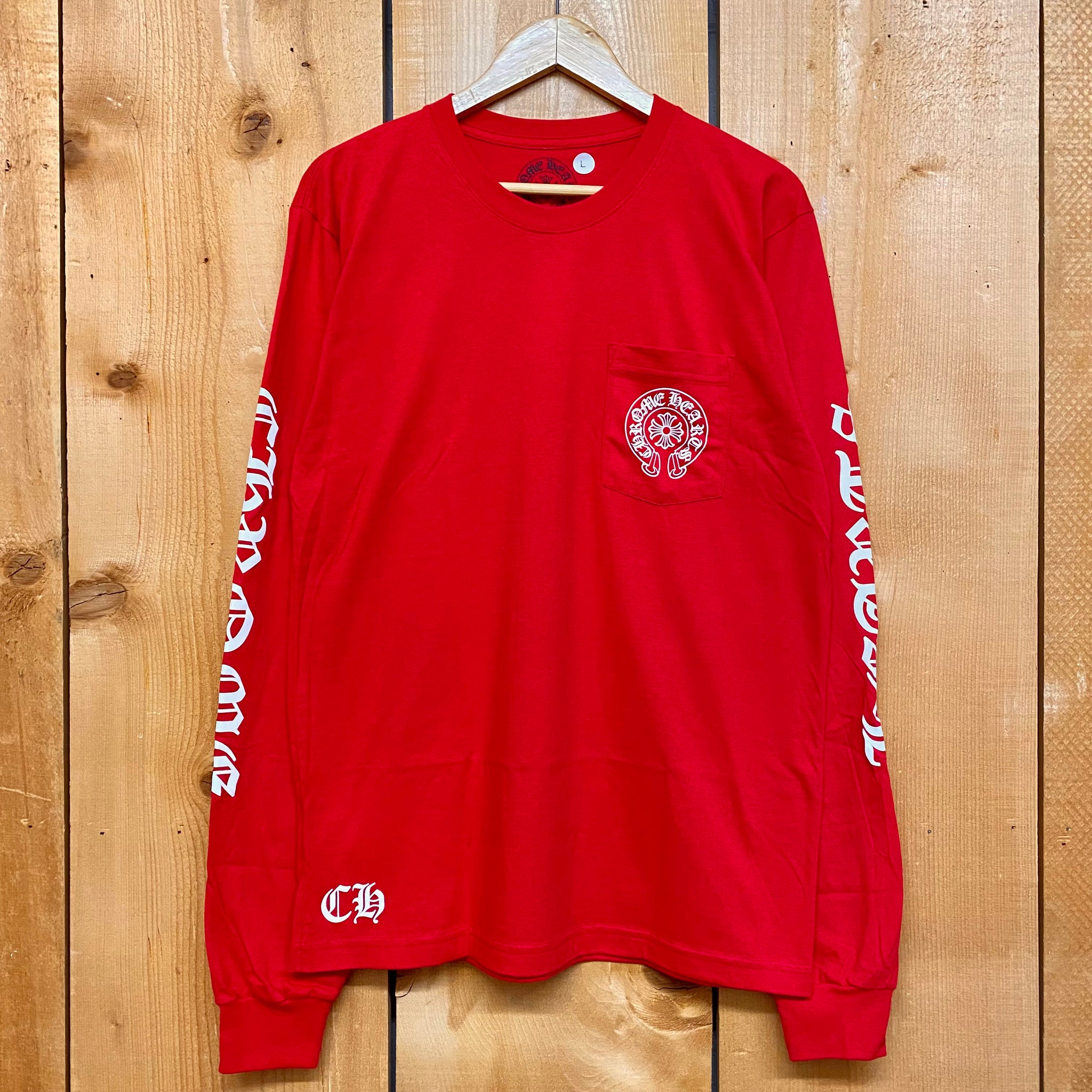 chrome hearts horseshoe long sleeve red – change clothes