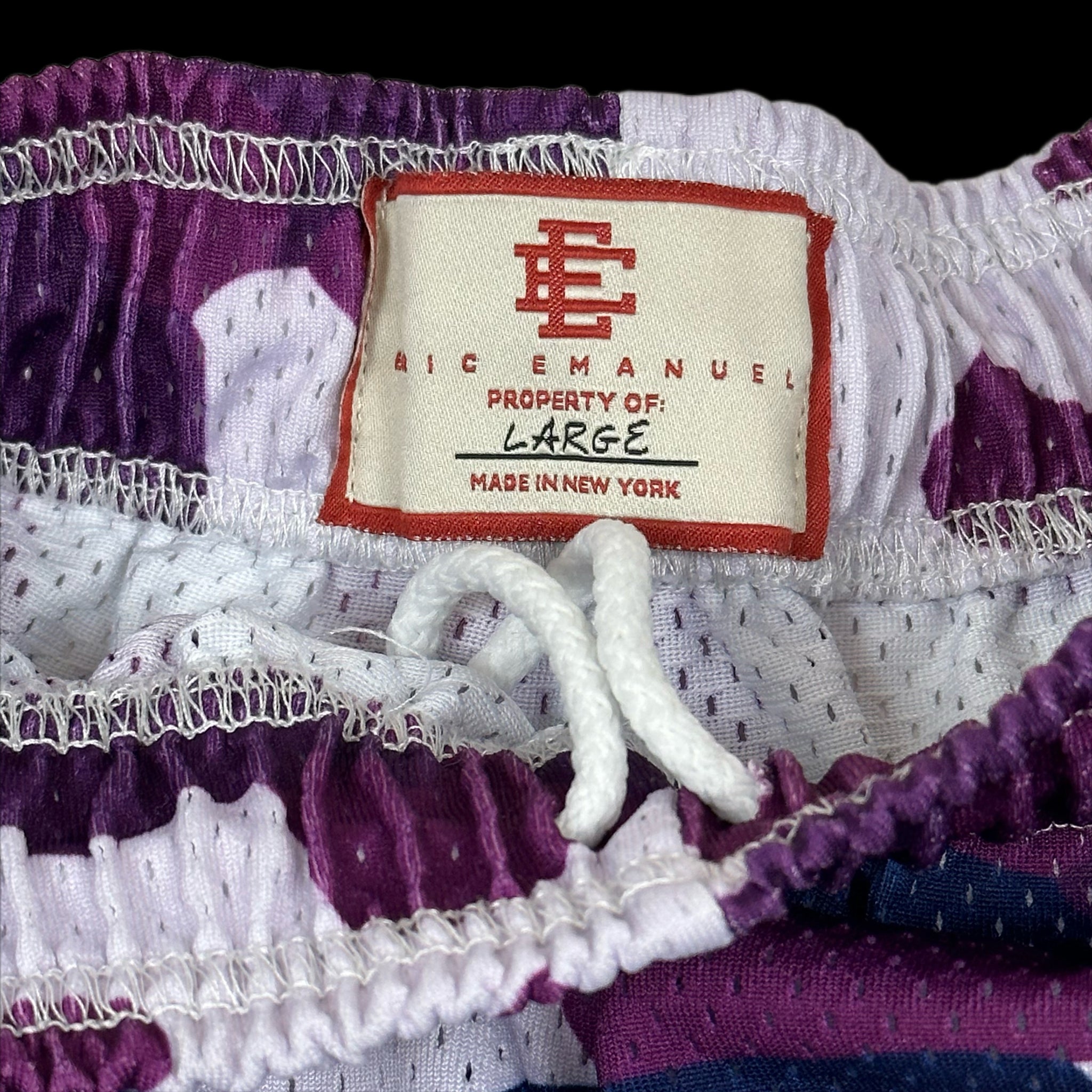 eric emanuel purple camo mesh shorts – change clothes