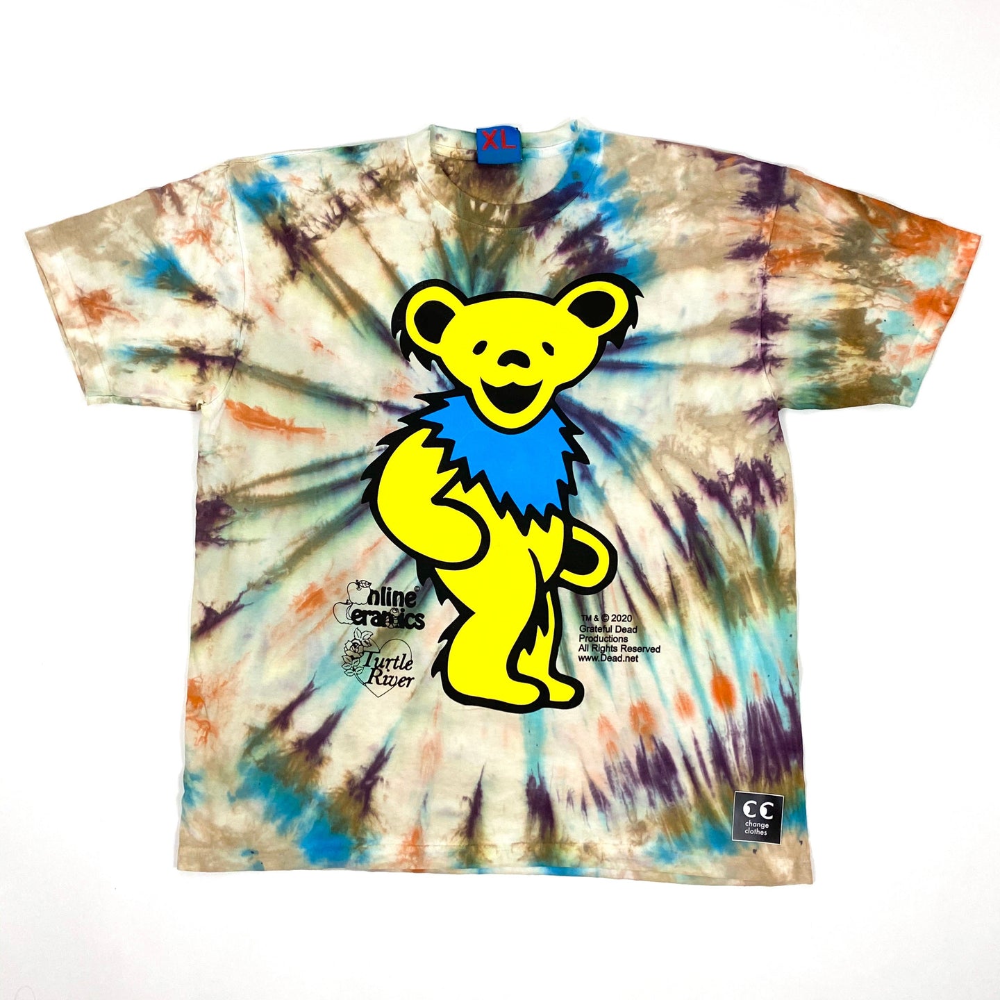 Online Ceramics Yellow Bear Tie Dye Tee Shirt Grateful Dead Collab